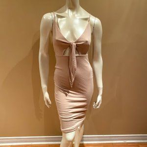 Backstage Nude Front Tie Dress